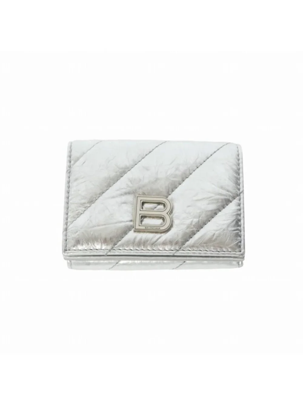 Balenciaga Crush Mini Trifold Wallet Compact Silver